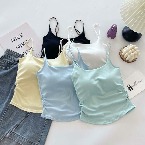 Summer Fresh Cotton Camisole Design Sense Pleated Inner